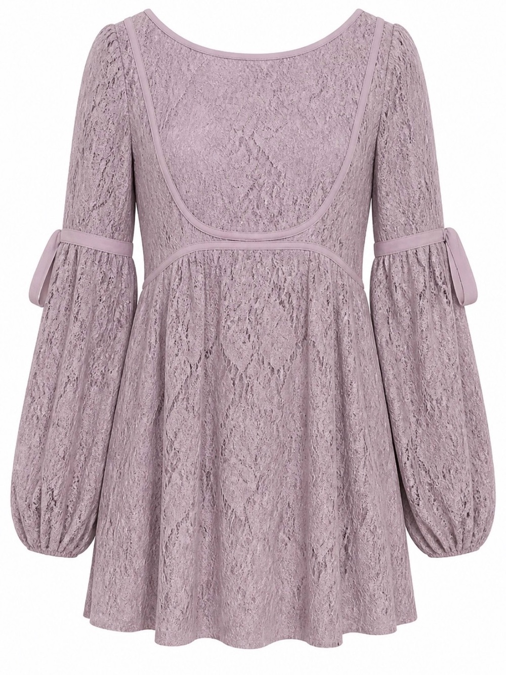 Free People Ruby Mini Dress. Lace (Overlay Only) Ballon Sleeve in Dsty Orchid.XS